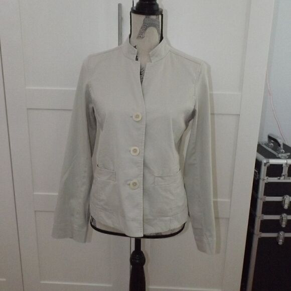 Eileen Fisher Tan Cotton Casual Jacket Button - Picture 2 of 8